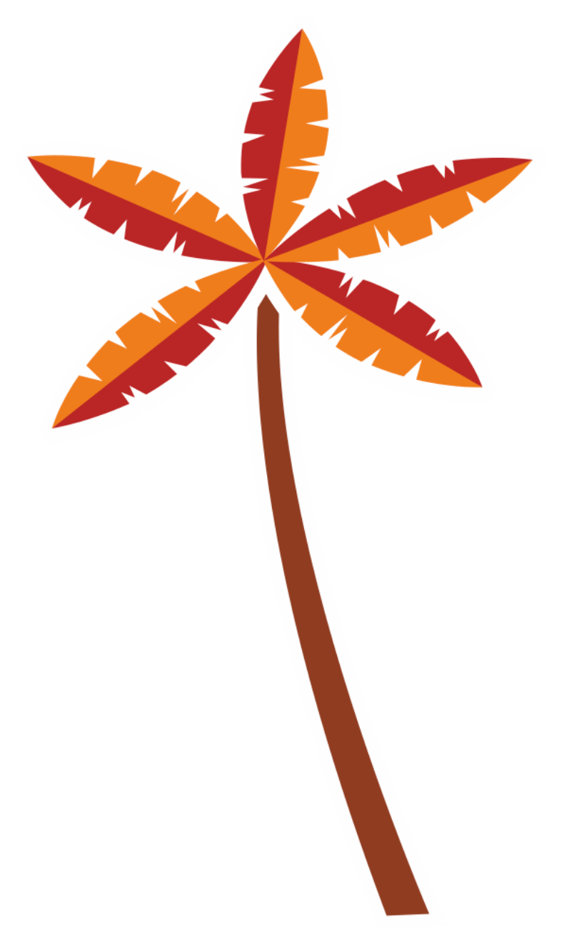 Palmier cartoon orange et rouge aloha pour aire de jeux enfants à bordeaux
