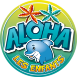 Logo aloha parc de jeux pour enfants avec dauphin et étoiles de mer à Bordeaux